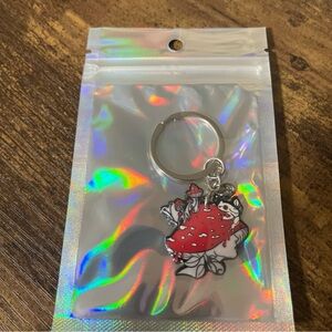 Mushroom Keychain with Red and White Design